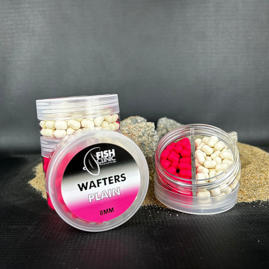 Fish Clinic: Plain Wafters, 8mm, 2-Tone, Pink & White