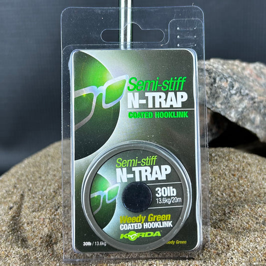 Korda: Semi-stiff N-Trap Weedy Green Coated Hooklink 30lbs, 20m