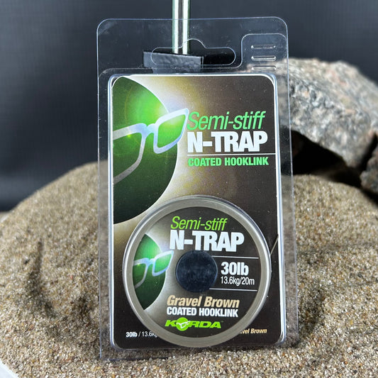 Korda: Semi-stiff N-Trap Gravel Brown Coated Hooklink 30lbs, 20m