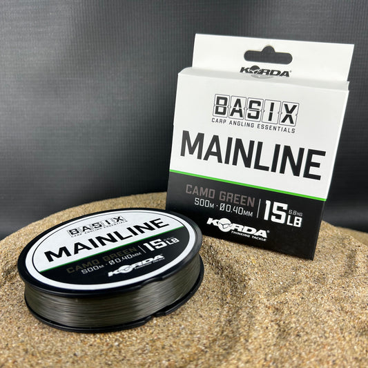 Korda: Basix Mainline, Camo Green, 15lbs, 0.40mm, 500m